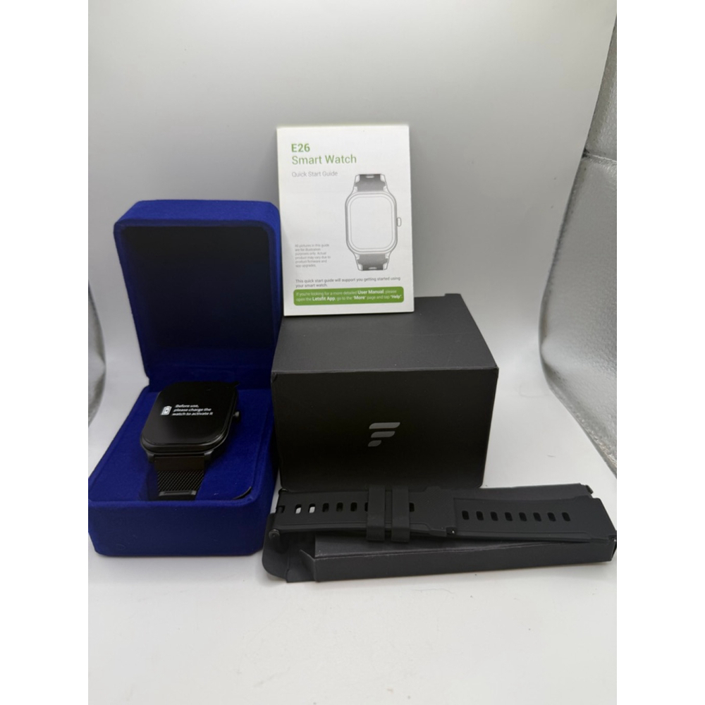 Unisex Letsfit E26 Smart Watch One Size Black with Blue Case